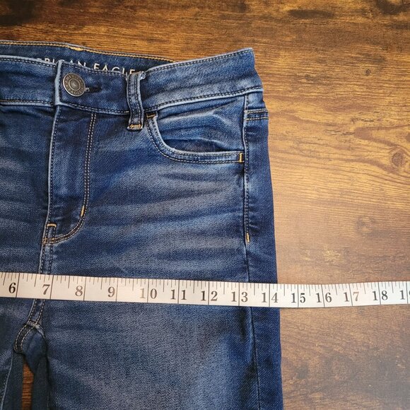 American Eagle Jeans 4 L Next Level Stretch Jegging Low Rise Medium Dark Denim - Picture 8 of 12